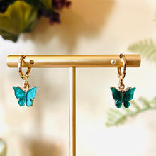 Load image into Gallery viewer, SP Dark Green Butterfly Earrings