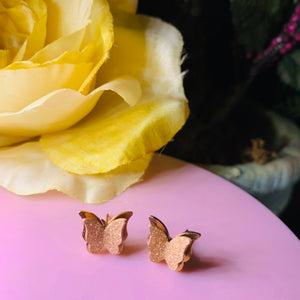 Rose Gold Sparkling Butterfly Fashion Earrings