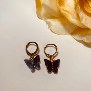 Navy Blue/Black Butterfly Fashion Earrings