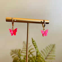 Load image into Gallery viewer, Pearl Cherry Gold Plated Butterfly Earrings