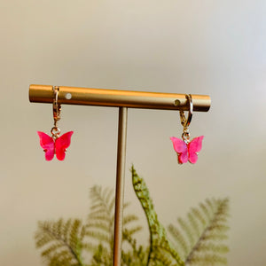 Pearl Cherry Gold Plated Butterfly Earrings