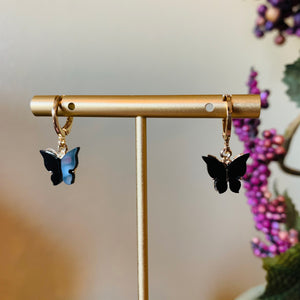 Black Gold Plated Butterfly Earrings