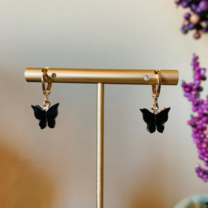 Black Gold Plated Butterfly Earrings