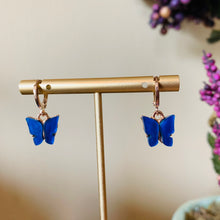 Load image into Gallery viewer, Dark Blue Butterfly Fashion Earrings