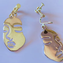 Load image into Gallery viewer, Gold Face Clip-On Earrings