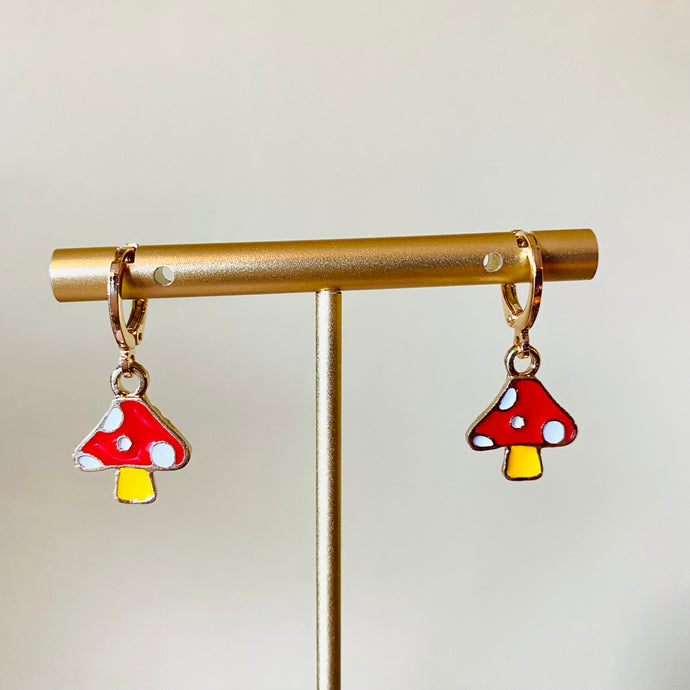 Mini Red Mushroom Earrings