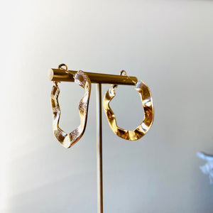 Hammered Gold Plated Twisted Hoops