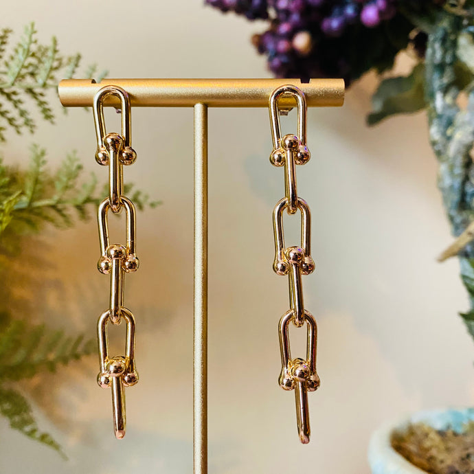 Gold Ball and Chain Drop Earrings