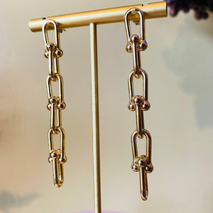 Gold Ball and Chain Drop Earrings