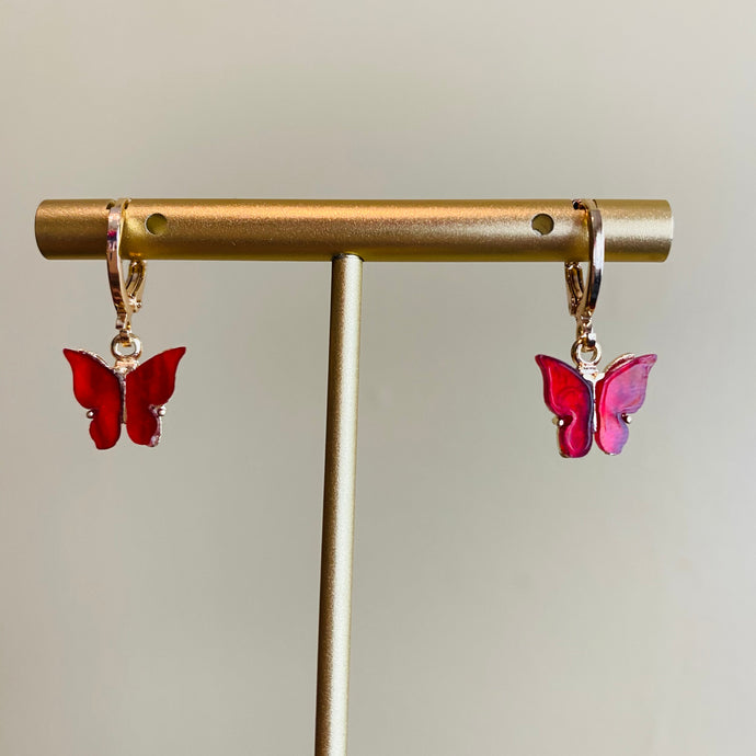 Red Gold Plated Butterfly Earrings