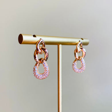 Rose Gold Link Sparkling Earrings