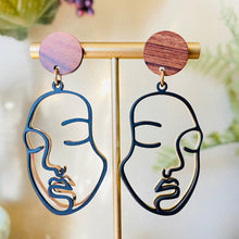 Load image into Gallery viewer, Black and Gold 2-Faced Post Earrings